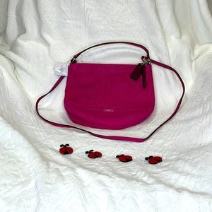 NWT Coach Park Leather Mini Duffle Crossbody - Bright Magenta